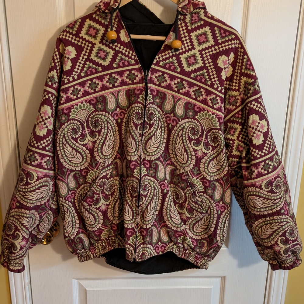 Purple and Pink Puffer Jacket with Stand-Up Collar
